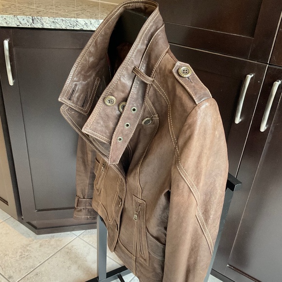 Danier Italian Leather Brown Biker Moto Jacket - Picture 10 of 16